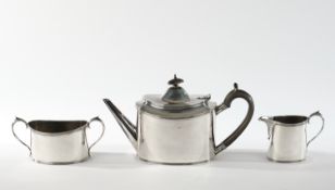 Kaffeekanne, Sahnegießer, Zuckerschale, Silber 925, London, 1913, Edward Barnard & Sons Ltd, ovaler