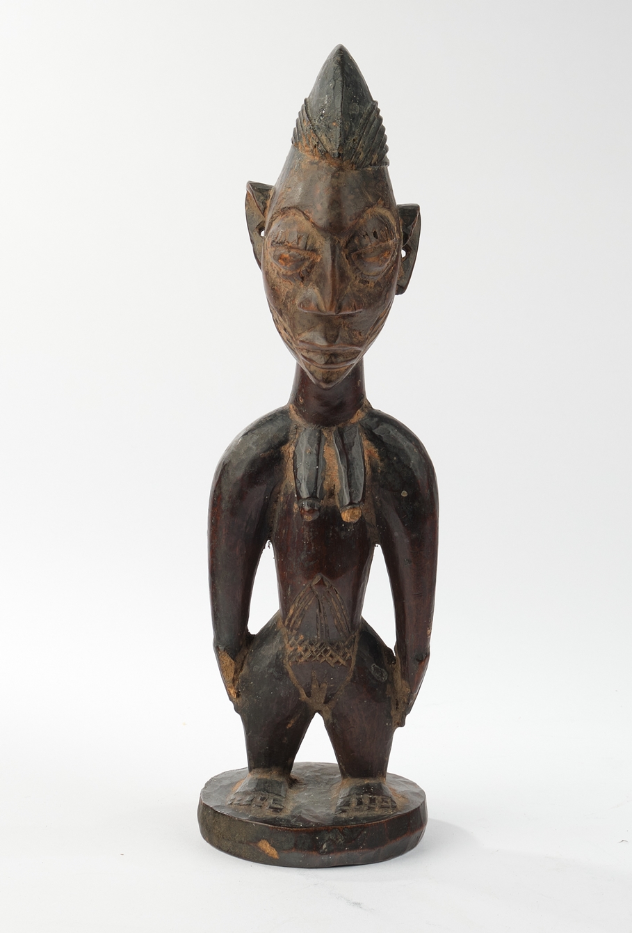 Zwillingsfigur, weiblich, Yoruba, Oyo, Nigeria, Afrika, Igbuke family, Holz, glänzend dunkle Patina