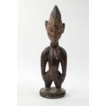Zwillingsfigur, weiblich, Yoruba, Oyo, Nigeria, Afrika, Igbuke family, Holz, glänzend dunkle Patina