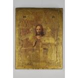 Ikone, "Christus Pantokrator", Tempera Goldgrund auf Holz, Russland, 2. Hälfte 19. Jh., 20.6 x 16 c