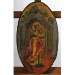 Ikone, "Erzengel Gabriel aus Verkündigung", Tempera auf Holz, Russland, 1. Hälfte 19. Jh., 56 x 34