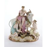 Porzellangruppe, "Europa auf dem Stier", Meissen, Schwertermarke, 1850-1924, 1. Wahl, Modellnummer