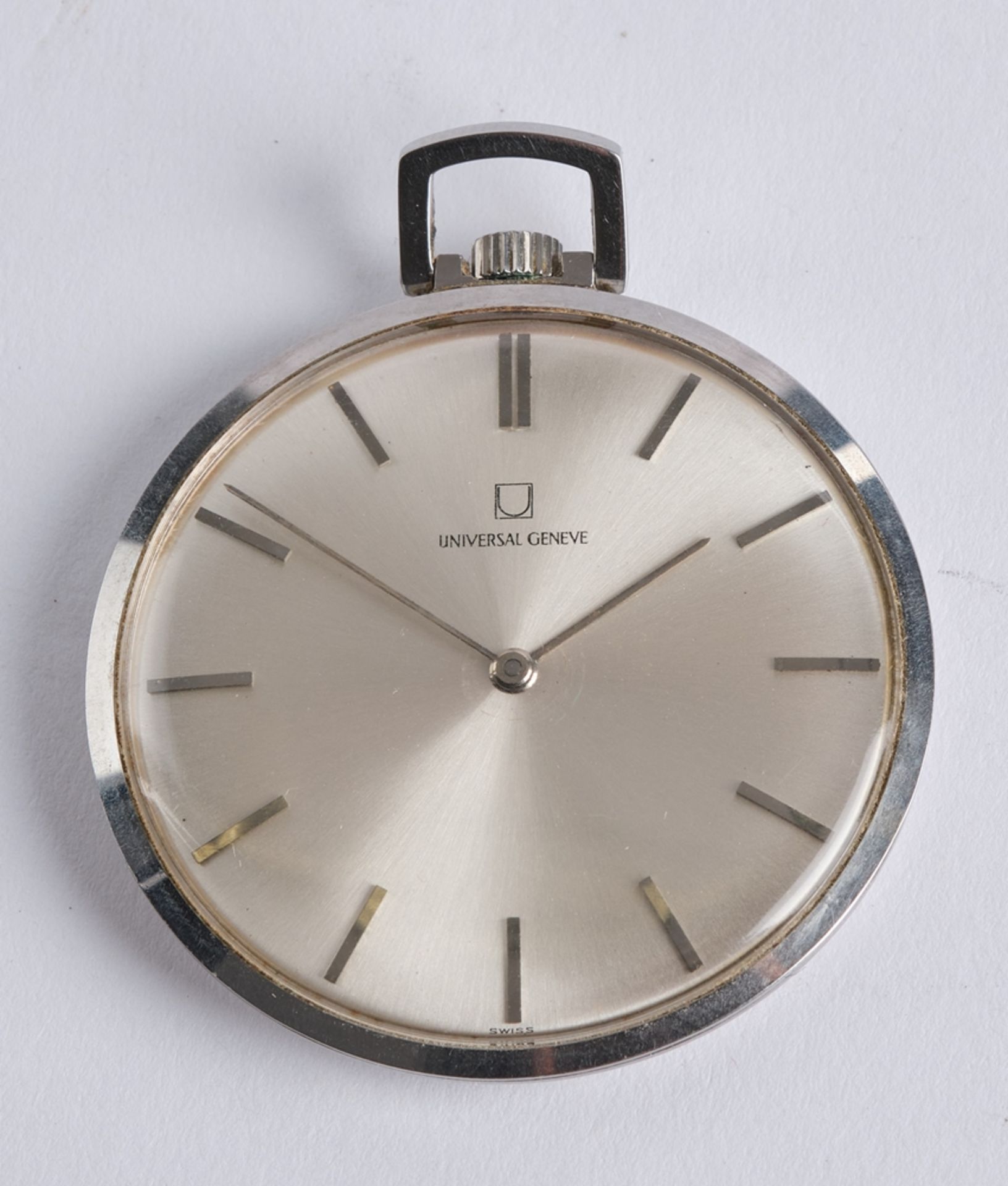 Taschenuhr, Universal Geneve, Stahl, Handaufzug, Gehäuse ø 41 mm, leichte Tragespuren