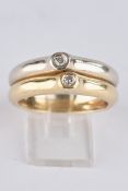 Ring, WG/GG, 2 Brillanten zus. ca. 0.06 ct., ca. 5.7 g, RM 11