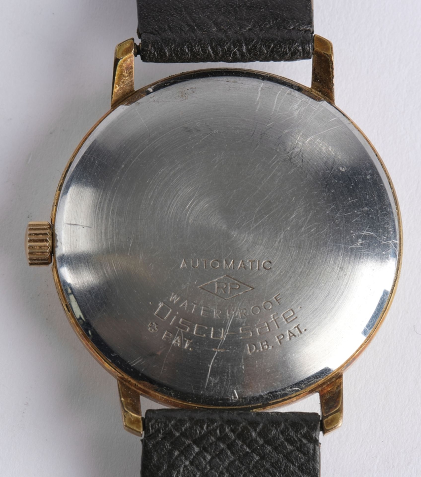 Junghans, Herren-Armbanduhr, 1960er Jahre, Gehäuse vergoldet, Zifferblatt mit Strichindizes und Dat - Bild 4 aus 4