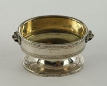 Gewürzschälchen, Silber, Augsburg, 1795-1797, Johann Matthias Lang, innen vergoldet, oval, Wellenbo