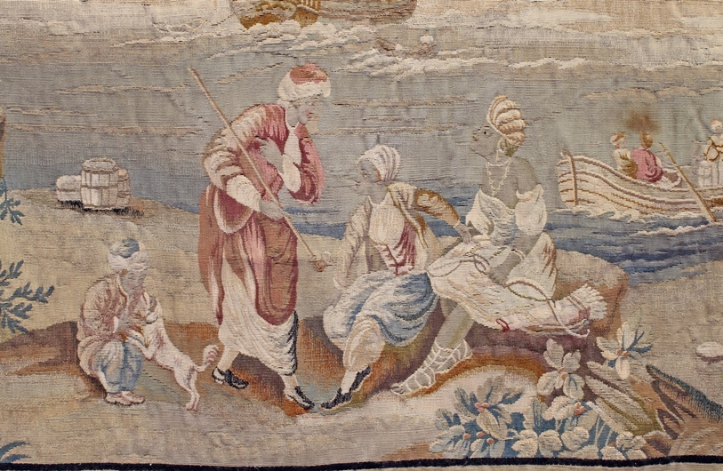 Tapisserie, "Orientalische Küstenszene", Niederlande/Frankreich, wohl 19./20. Jh., Bordüre mit Rank - Image 3 of 4