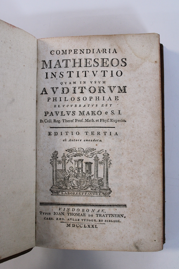 Buch, Paul Makó de Kerek Gede "Compendiaria matheseos institutio quam in usum auditorum philosophia - Image 2 of 2