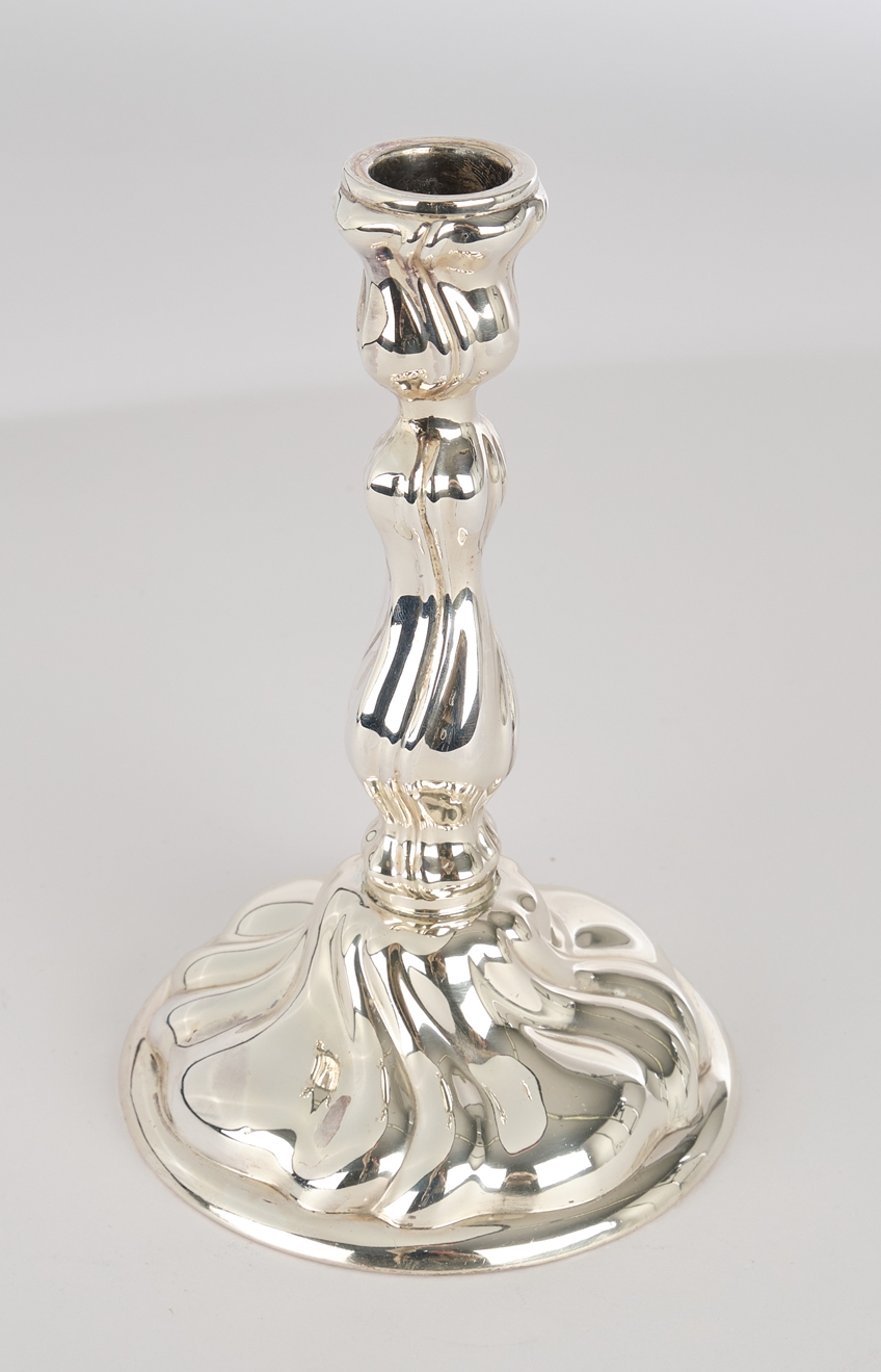 Kerzenleuchter, Silber 925, Emil Hermann, Rokokoform, einflammig, geschwert, 19.5 cm hoch, leicht g