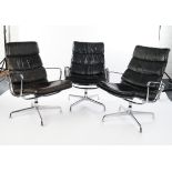 3 Lounge Sessel "Alu Chair" EA 116, Entwurf von Ray & Charles Eames 1958, Ausführung Herman Miller,