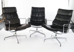 3 Lounge Sessel "Alu Chair" EA 116, Entwurf von Ray & Charles Eames 1958, Ausführung Herman Miller,