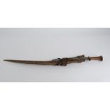 Schwert, Äthiopien, Afrika, 2. Hälfte 19. Jh., gekrümmte, zweischneidige Klinge aus Eisen, beidseit