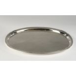 Tablett, Silber 925, H.J. Wilm, Hamburg, oval, glatt, steigende Fahne, 47 x 36 cm, ca. 1.350 g, Geb