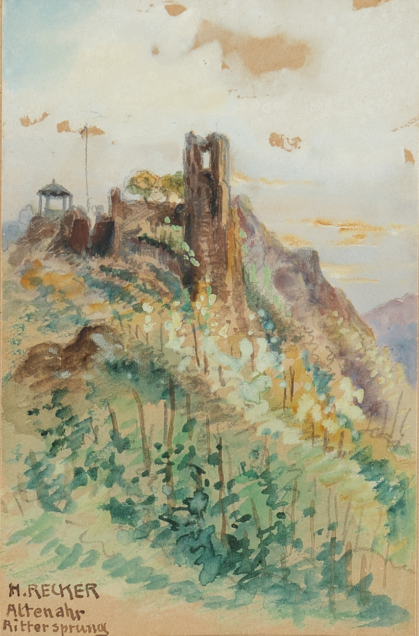 Recker, Heinrich (Aachen 1862 - 1932 Köln, Landschafts-, Veduten- und Theatermaler, Aquarellist),