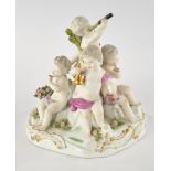 Porzellangruppe, "Putten als Allegorie der Sinne", Meissen, Schwertermarke, 1740-1780, polychrom un