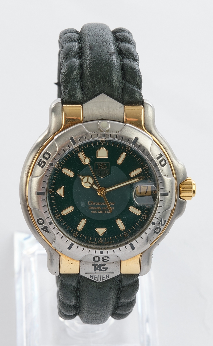 Herrenarmbanduhr, Tag Heuer 6000, Automatikchronometer, Schweiz, 1990er Jahre, Ref. WH5153-K1, grün