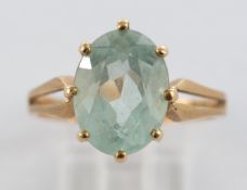 Ring, GG 585, 1 Aquamarin ca. 3.30 ct., 3.6 g, RM 17