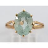 Ring, GG 585, 1 Aquamarin ca. 3.30 ct., 3.6 g, RM 17