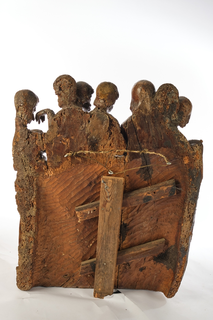 Relief, "Maria auf dem Totenbett mit Aposteln", Holz geschnitzt, wohl Frankreich, um 1500, mit sehr - Image 7 of 7
