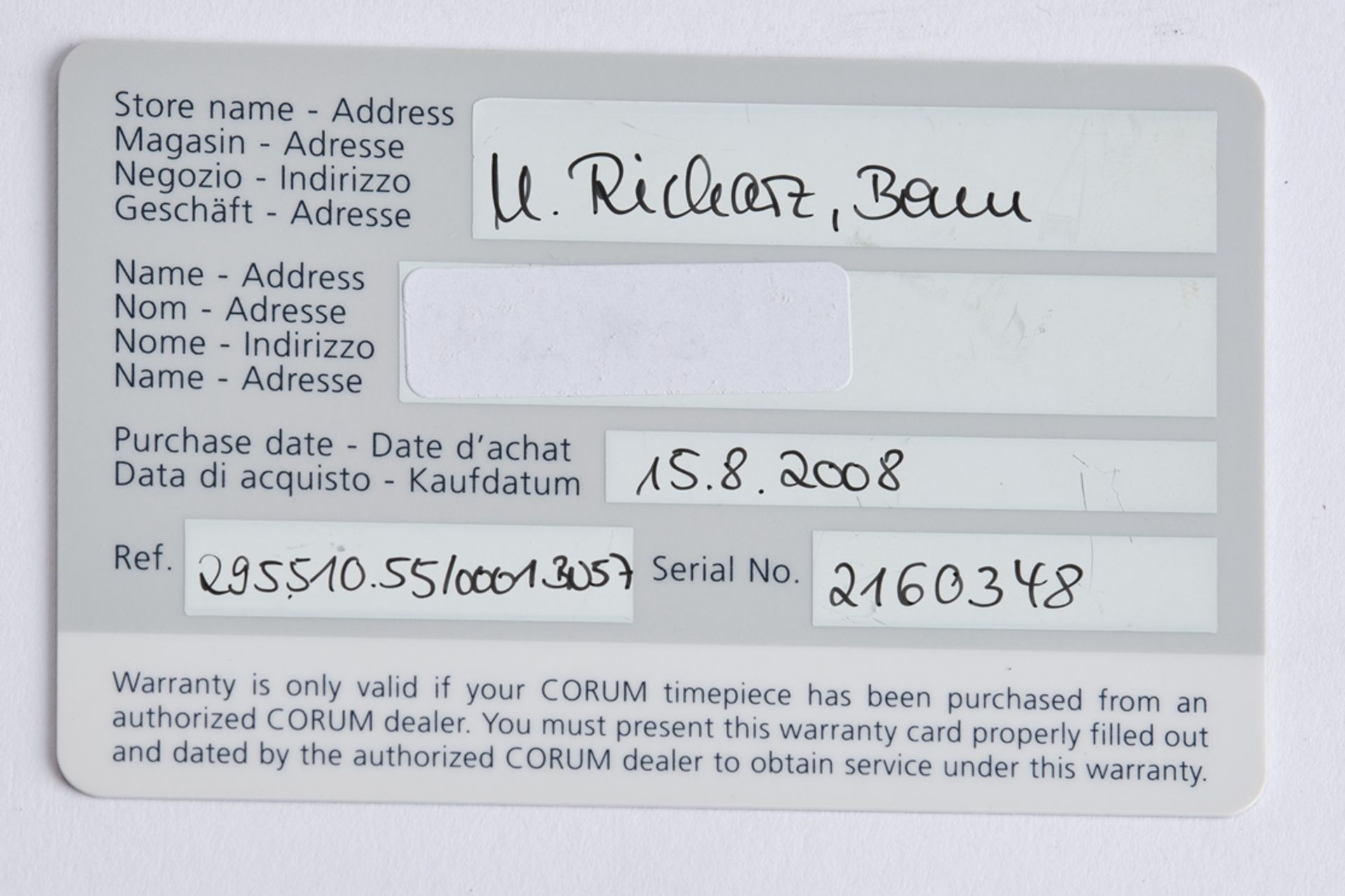 Corum, Herrenarmbanduhr, GG 750, 2008, Chronograph, Modell Romulus, Ref.-Nr. 02.002, Automatik, Kal - Bild 5 aus 5