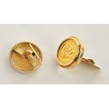 Paar Manschettenknöpfe, mit je einer 20 Kronen Münze, GG 585/900, 35.7 g