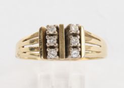 Ring, GG 585, 6 Vollschliff-Brillanten zus. ca. 0.30 ct., 2 g, RM 17.5