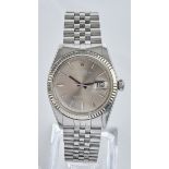 Herrenarmbanduhr, Rolex Oyster Perpetual Datejust, Schweiz, 1977, Automatik, Ref. 1601, Stahl, silb