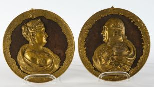 Paar Reliefplaketten, "Friedrich August Koenig von Sachsen", "Maria Amalia Augusta Koenigin von Sac
