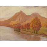 Pützhofen, P. (19. Jh.), "Herbststimmung am Drachenfels", Öl auf Holz, signiert unten rechts P.Pütz