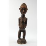 Figur, "blolo-bla", weiblich, stehend, Baule, Elfenbeinküste, Afrika, Holz, schwarzbraune Patina, S