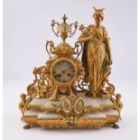 Figurenpendule, "Allegorie des Handels", Frankreich/ Berlin, um 1870, Zinkguss, goldbronziert, Alab