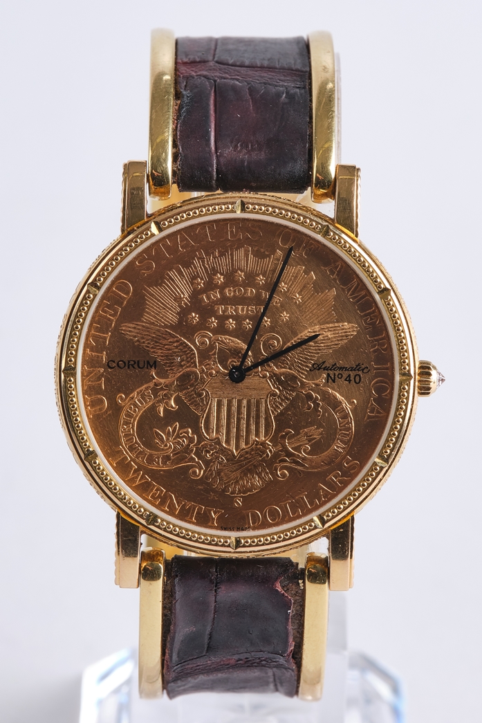 Corum, Herrenarmbanduhr, GG 750, Automatik, Münzzifferblatt, 20 Dollarmünzen USA 1900, Diamantkrone - Image 2 of 6