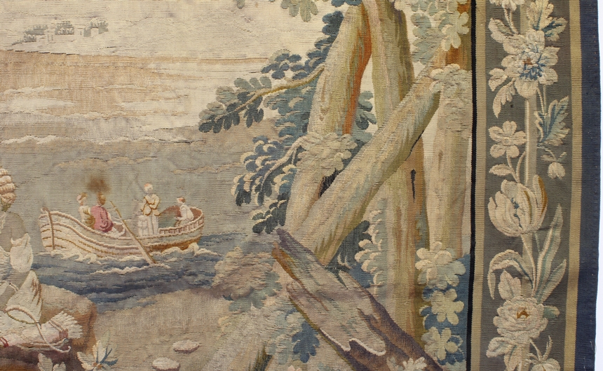 Tapisserie, "Orientalische Küstenszene", Niederlande/Frankreich, wohl 19./20. Jh., Bordüre mit Rank - Image 4 of 4