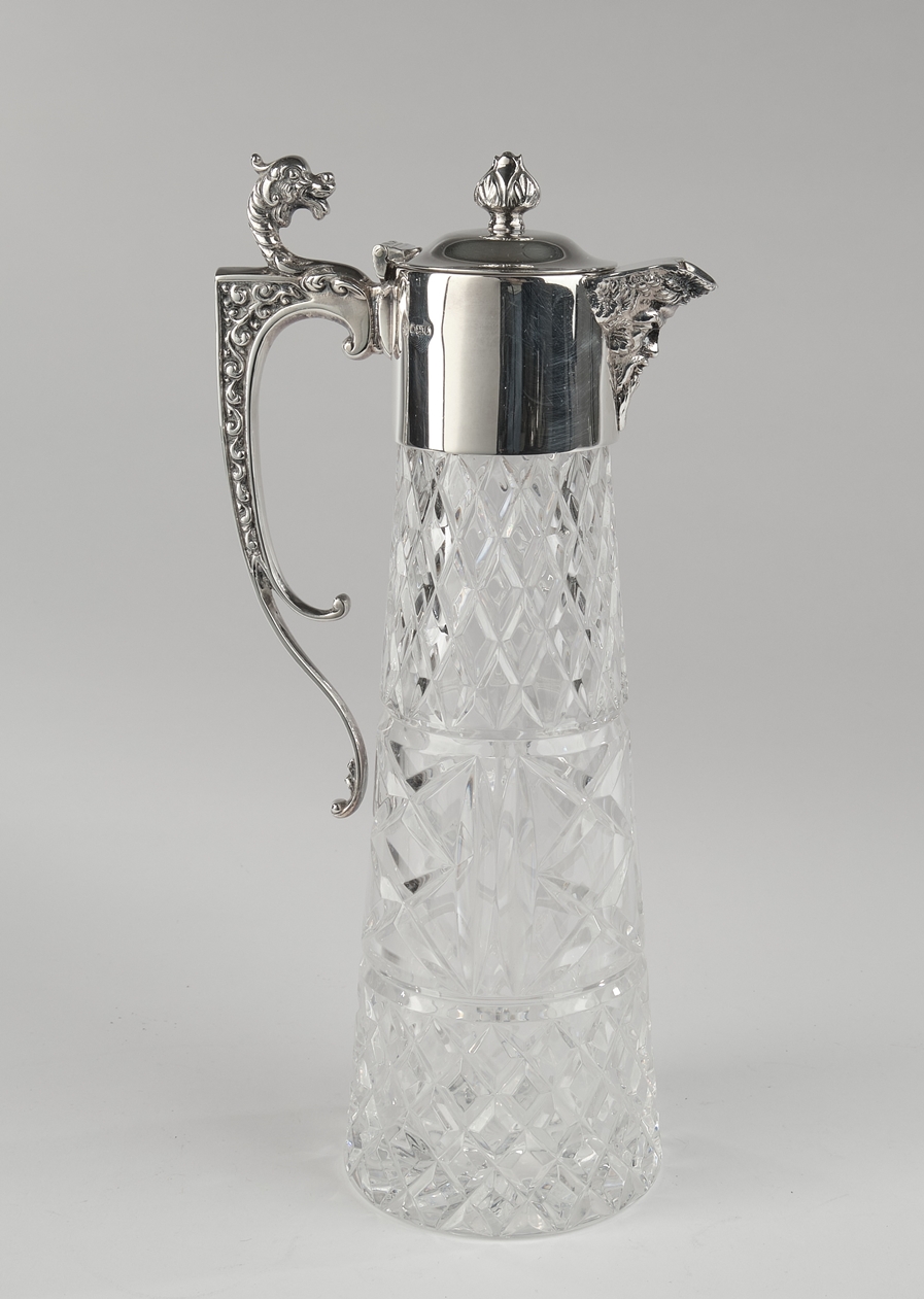 Karaffe, Silber 925, Sheffield, 1984, Asprey & Co., konischer Korpus aus farblosem Kristallglas im - Image 2 of 3