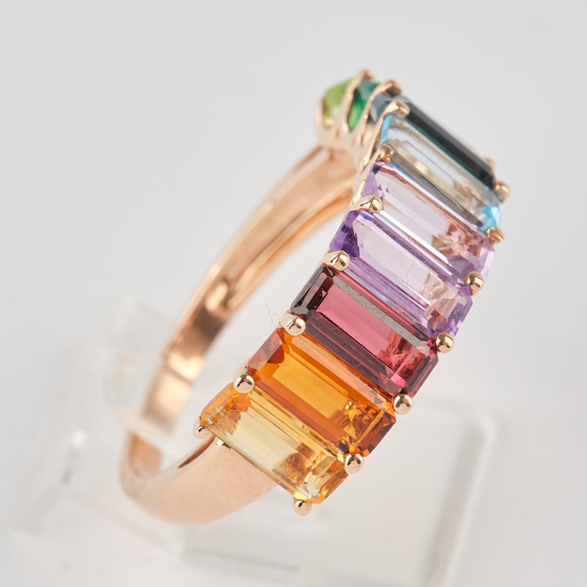 Ring, RG 750, Farbsteine zus. ca. 3.70 ct., multicolor, Citrin, Turmalin, Amethyst, Granat, Peridot