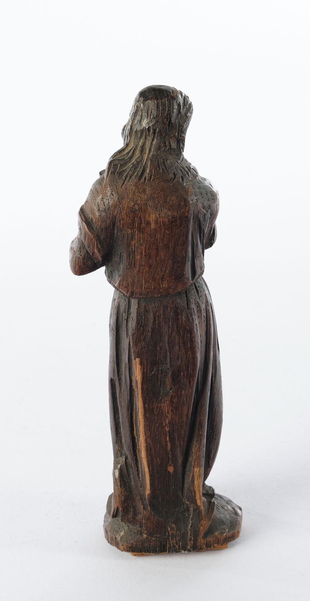 Skulptur, Holz geschnitzt, "Maria Magdalena", 18. Jh., 23 cm, dunkel gebeizt - Bild 3 aus 4