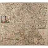 Karte, "Totius Flumini Rheni novissima descriptio", kolorierter Kupferstich, b. Nicolaes Visscher,