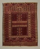 Tekke-Engsi, Turkmenien, alt, sehr feine Knüpfung, ca. 1.46 x 1.14 m, Gebrauchsspuren