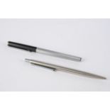 Kugelschreiber, Füllfederhalter, Montblanc, stahlfarben bzw. gebürstet/schwarz, 13.8 cm hoch, ungep