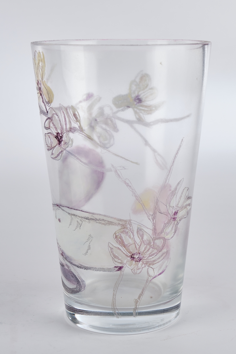 Peretti, Sibylle, Day, Stephen P., "Black Bird", Vase, Studioglas, konische Becherform, transparent - Image 2 of 3