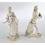 2 Porzellanfiguren, "Pierrot", "Lucinda", Nymphenburg, Modellnummern 54/0 und 69/3, polychrom und g