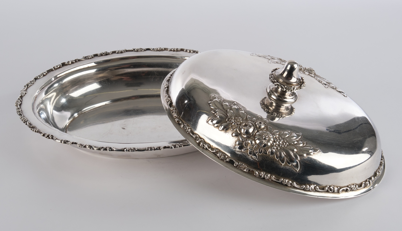 Paar Warmhalteschalen, Silber 800, Wilhelm Weinranck, Hanau, oval, florales Rankenwerk, Deckel mit - Image 3 of 4