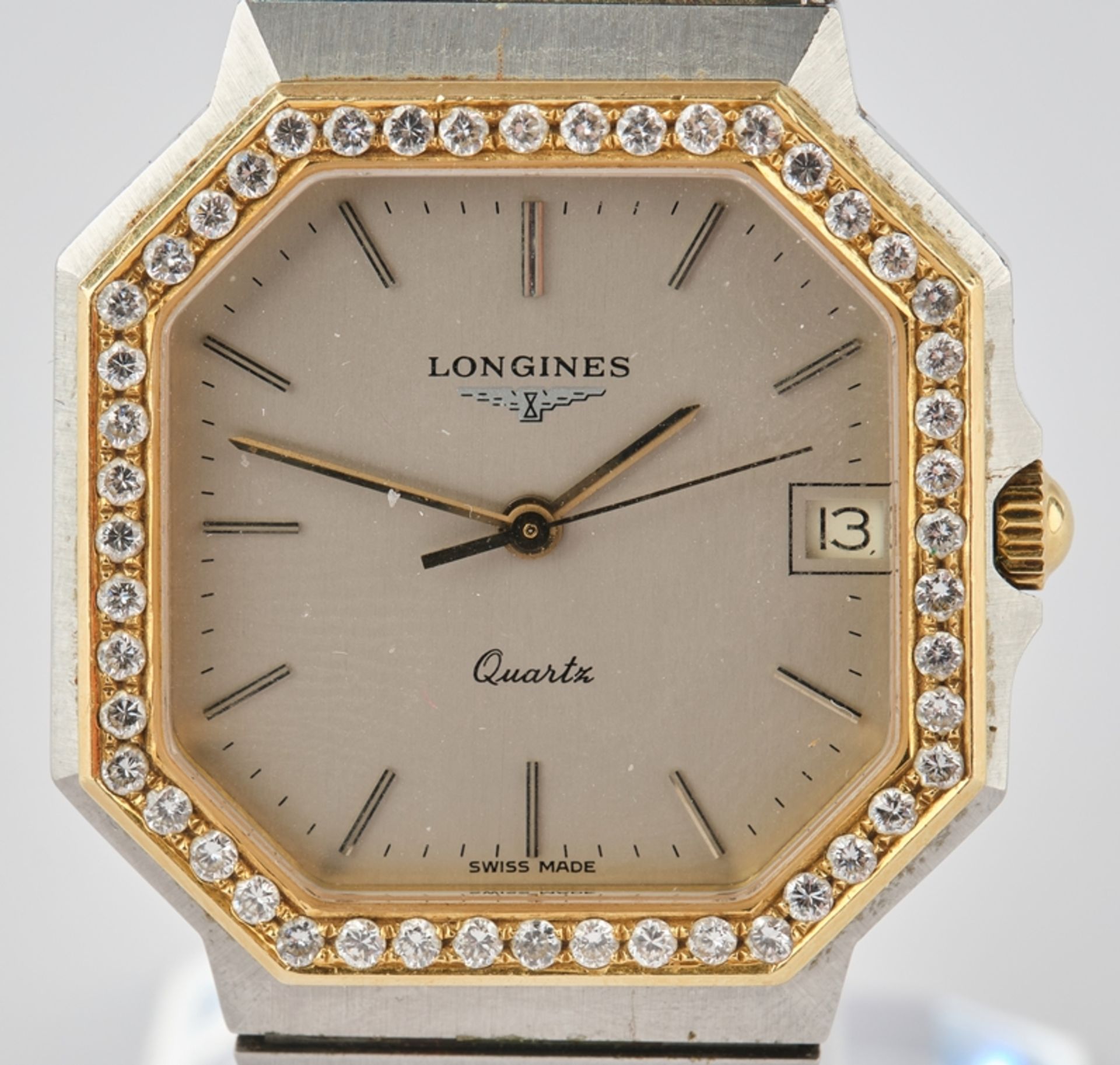 Longines, Schweiz, wohl 1970er Jahre, Quarzwerk Cal. L950.2, Ref. 4898, achteckiges Stahlgehäuse, g - Image 2 of 4