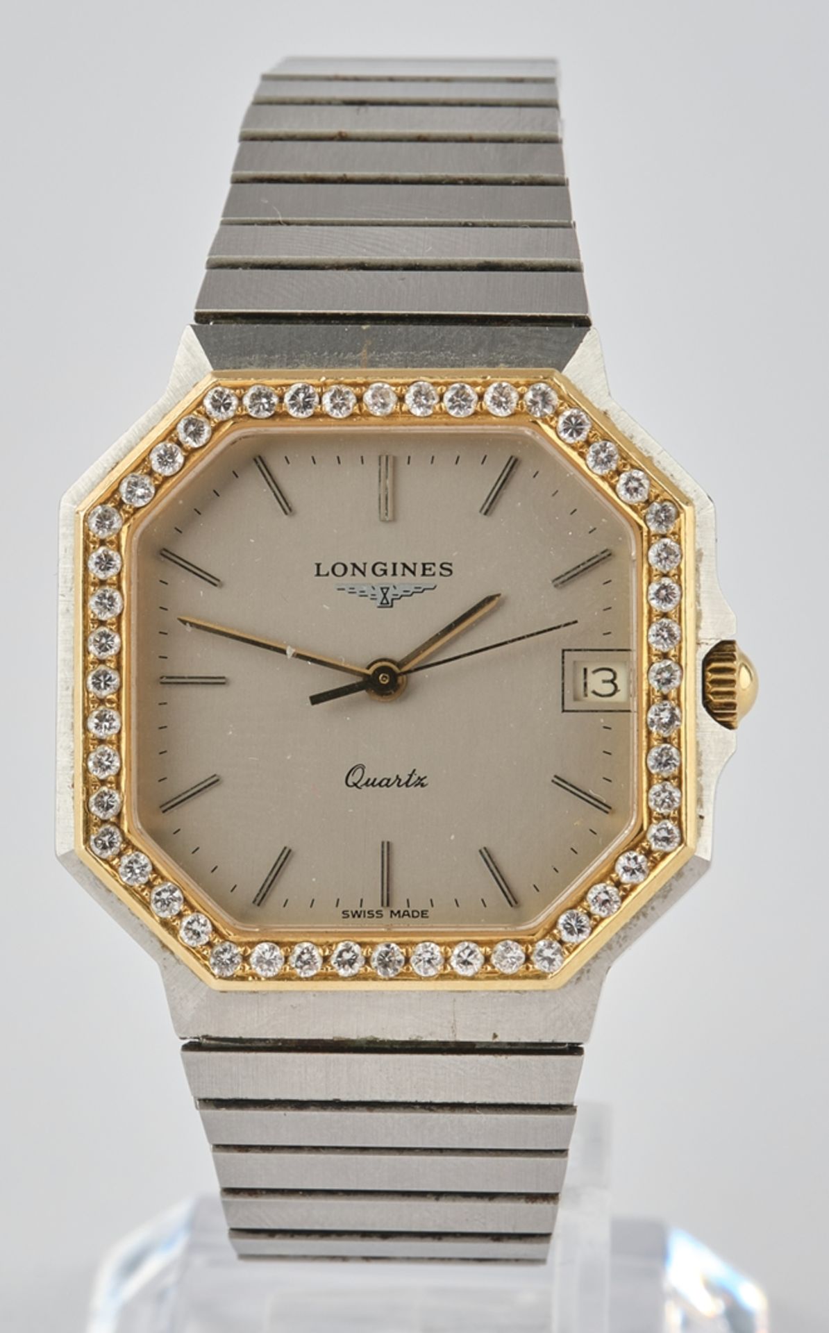 Longines, Schweiz, wohl 1970er Jahre, Quarzwerk Cal. L950.2, Ref. 4898, achteckiges Stahlgehäuse, g