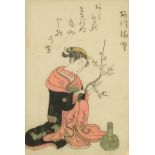 Konvolut 8 Farbholzschnitte, "Kurtisanen", Suzuki Harunobu (1724-1770), Buchseiten aus einem Buch d
