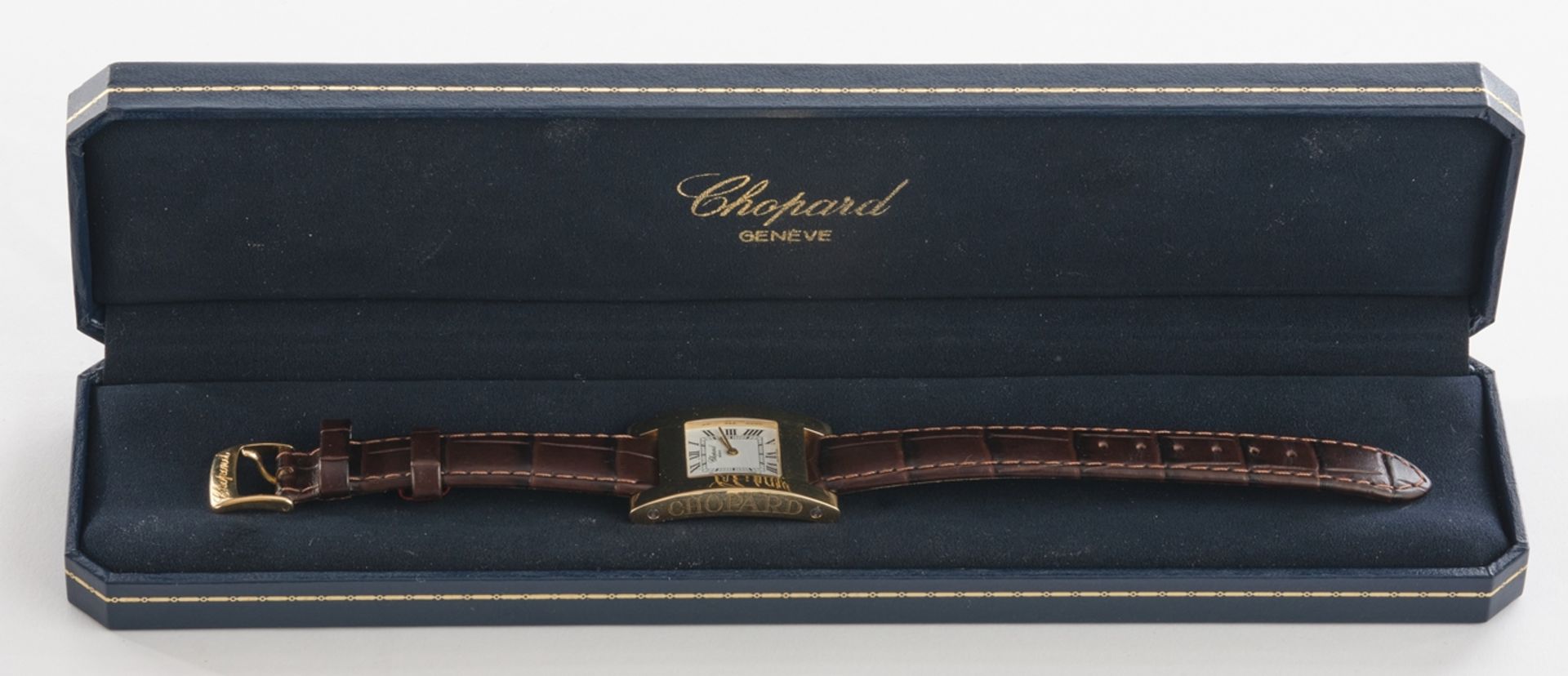 Chopard, "Your Hour", Damenarmbanduhr, Schweiz, Ref. 445 1, rechteckiges Gehäuse in GG 750, weißes  - Bild 5 aus 5