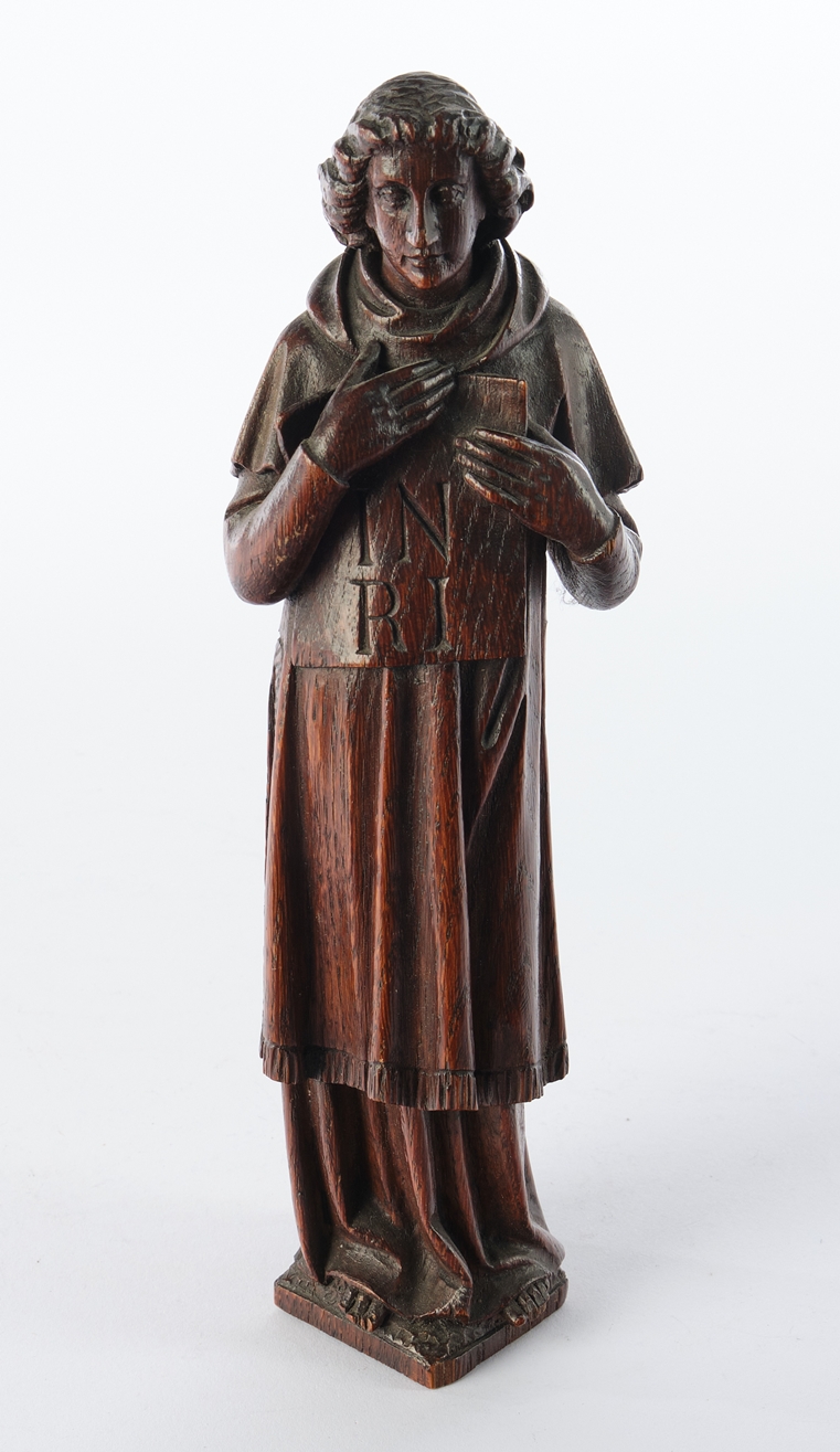 Skulptur, Holz geschnitzt, "Engel", 19. Jh., 26 cm, Flügel fehlen