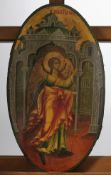 Ikone, "Erzengel Gabriel aus Verkündigung", Tempera auf Holz, Russland, 1. Hälfte 19. Jh., 56 x 34 