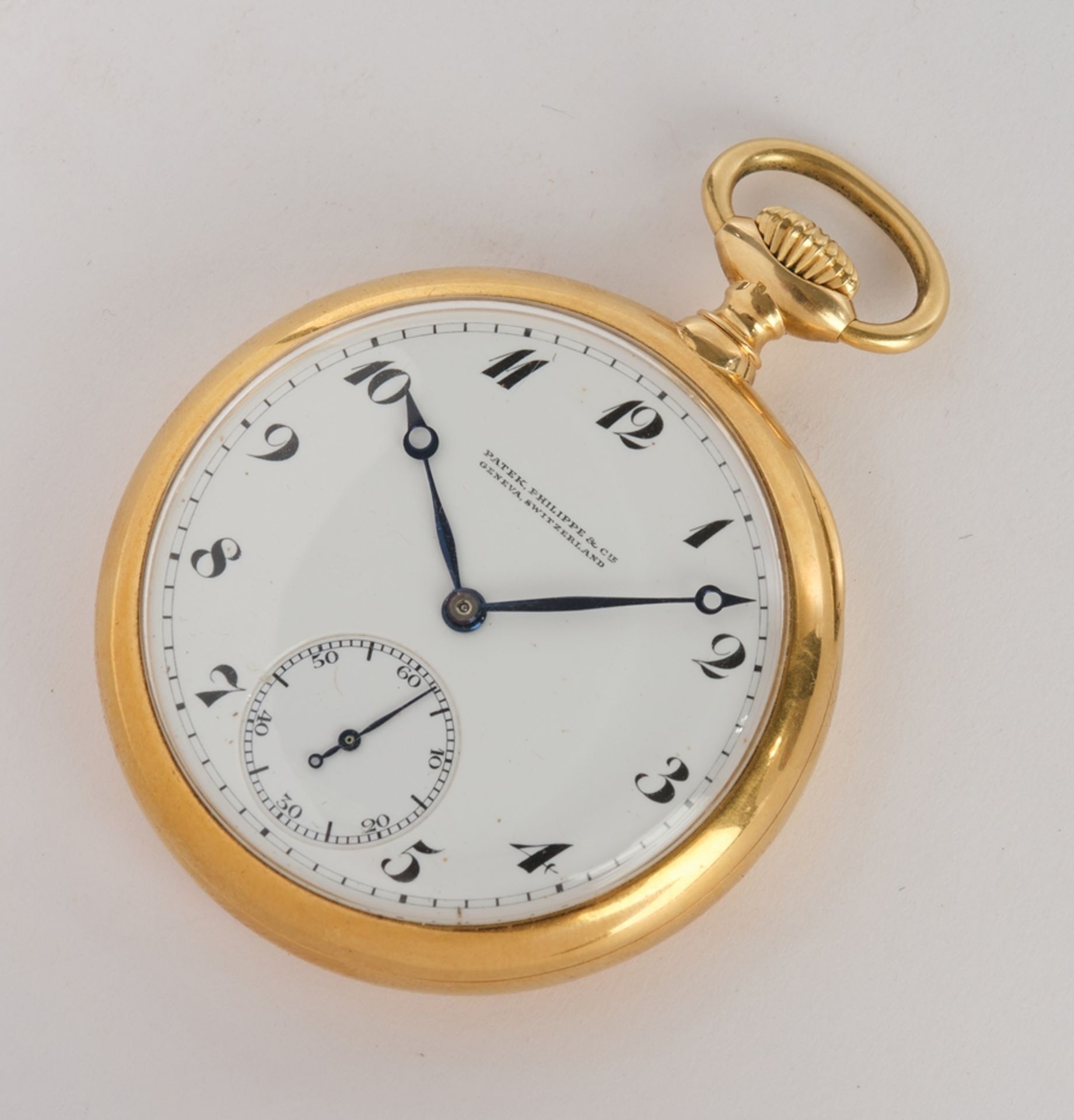 Patek Philippe, Taschenuhr, Schweiz, um 1910, Gehäuse GG 750, Zifferblatt mit arabischen Ziffern, k - Image 2 of 4