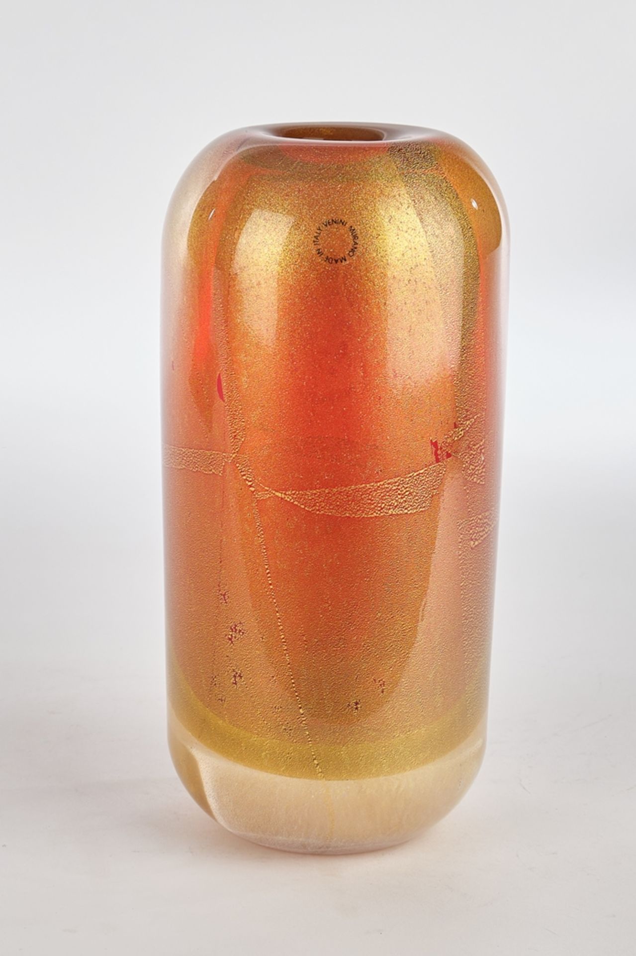 Diaz de Santillana, Laura, Venini, Murano, "Sommerso Oro", Vase, Studioglas, farbloses, rot unterfa - Bild 2 aus 5